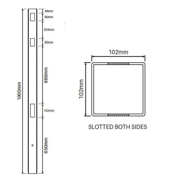 Hamptons Post - Semi Privacy - 2W - 1900mm L