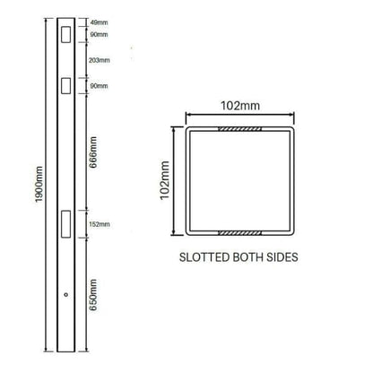 Hamptons Post - Semi Privacy - 2W - 1900mm L
