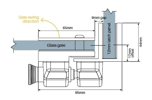 Master Range Glass to Glass 90 Degree Internal Latch Kit