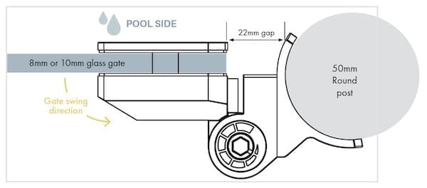 155 Polaris Soft Close - Glass to Rnd Post Hinge