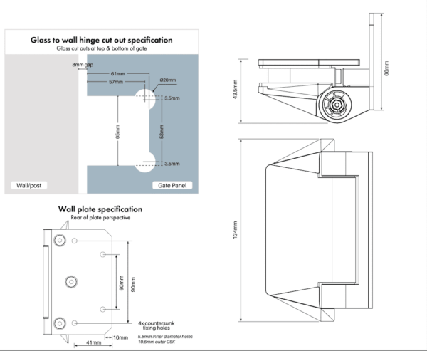 125 Polaris Soft Close - Glass to Wall Hinge - Image 3